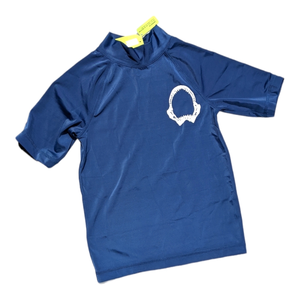 Crazy 8 Boys M 7-8 Blue " Shark Jaw " Rash Guard